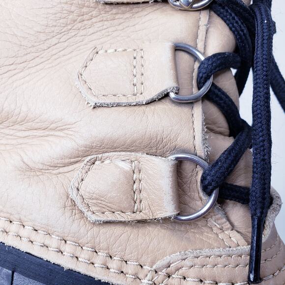 SOREL Kid's Size 2 Insulated Waterproof Winter Snow Boots Leather Rubber Beige - Picture 14 of 16